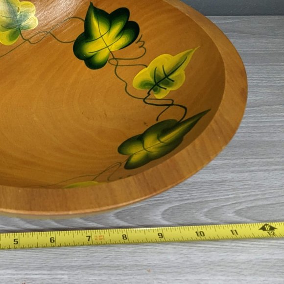 Vintage Wooden Footed Bowl with Matching Utensils - Picture 7 of 9